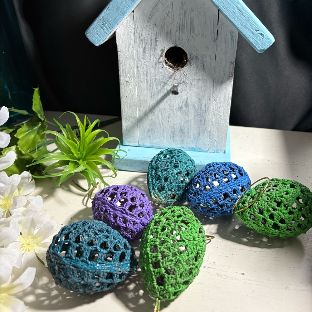 6 Crocheted Eggs